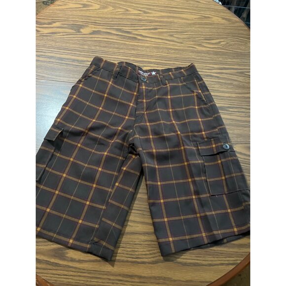 Converse Allstar brown plaid zip and button front walking shorts size 34 - Picture 1 of 7